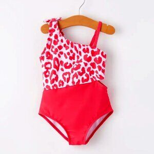Girls Hot Pink Leopard Swimsuit